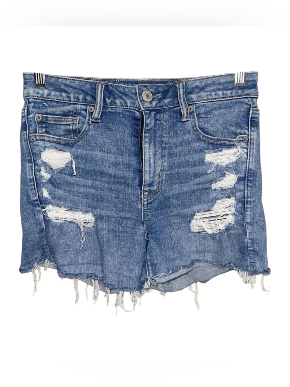 American Eagle Jean Shorts Women Size 8 High Rise Shortie Mid Length Stretch